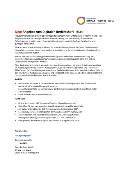 Blok - Das Digitale Berichtsheft - Für Innungsmitglieder