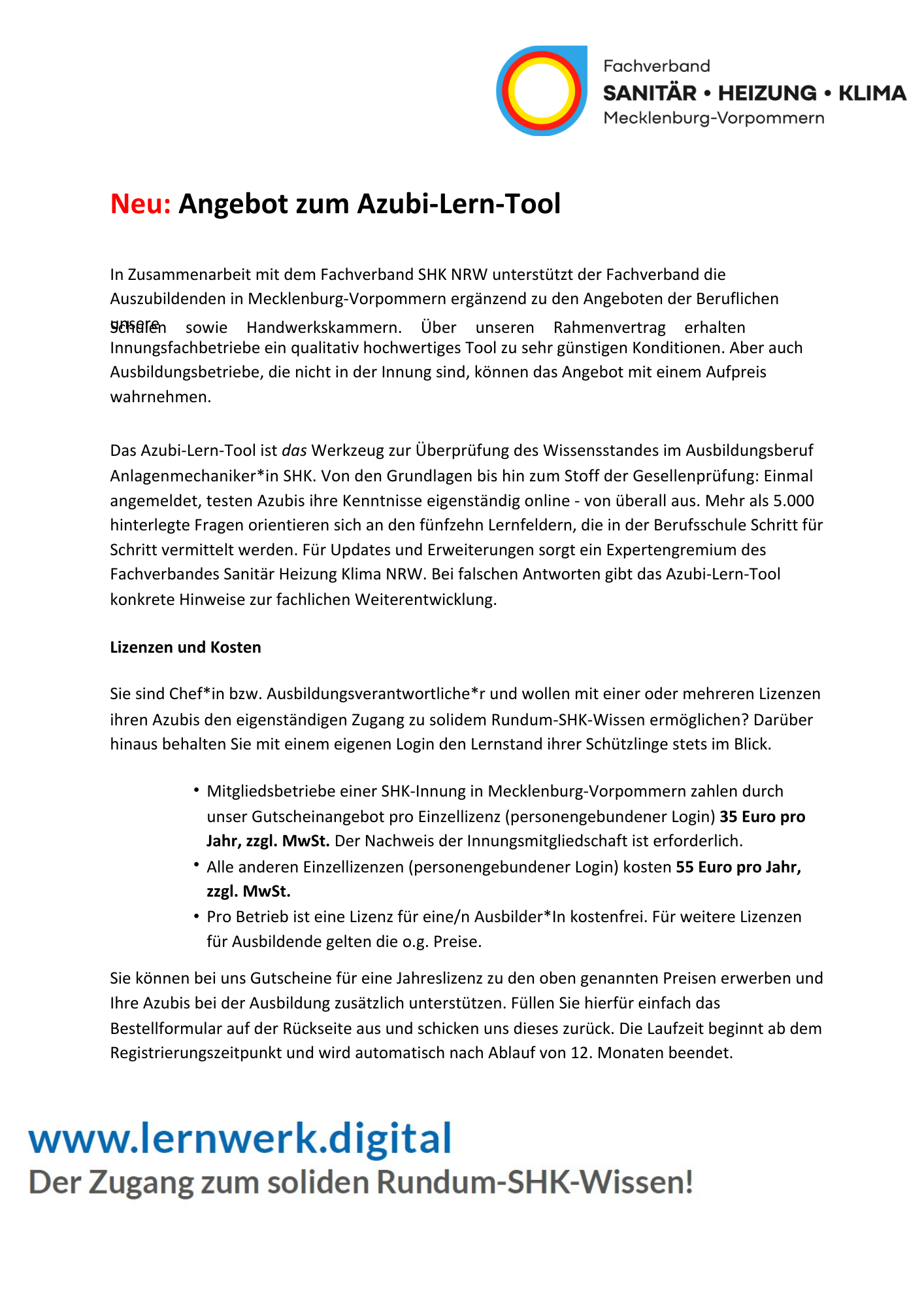 Azubi-Lern-Tool - Online Produkt