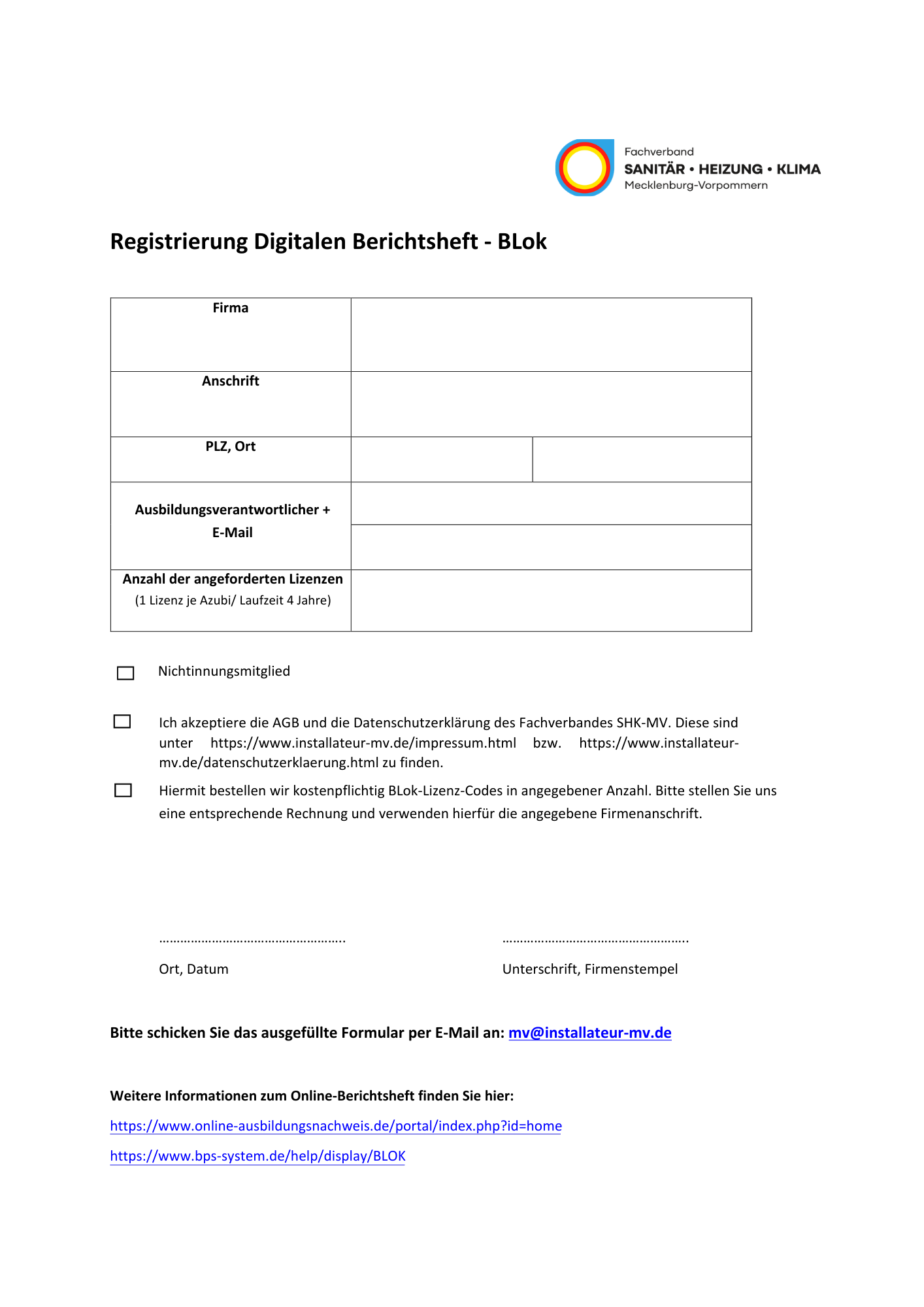 Blok - Das Digitale Berichtsheft - für Nichtmitglieder