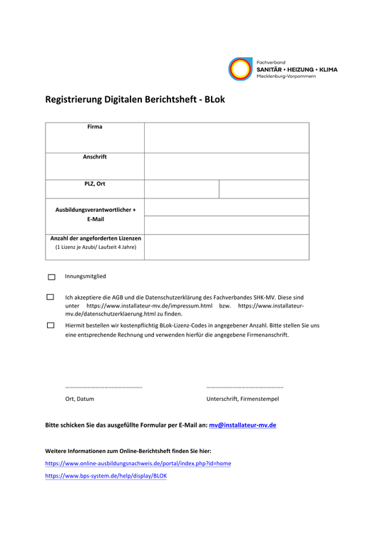 Blok - Das Digitale Berichtsheft - Für Innungsmitglieder